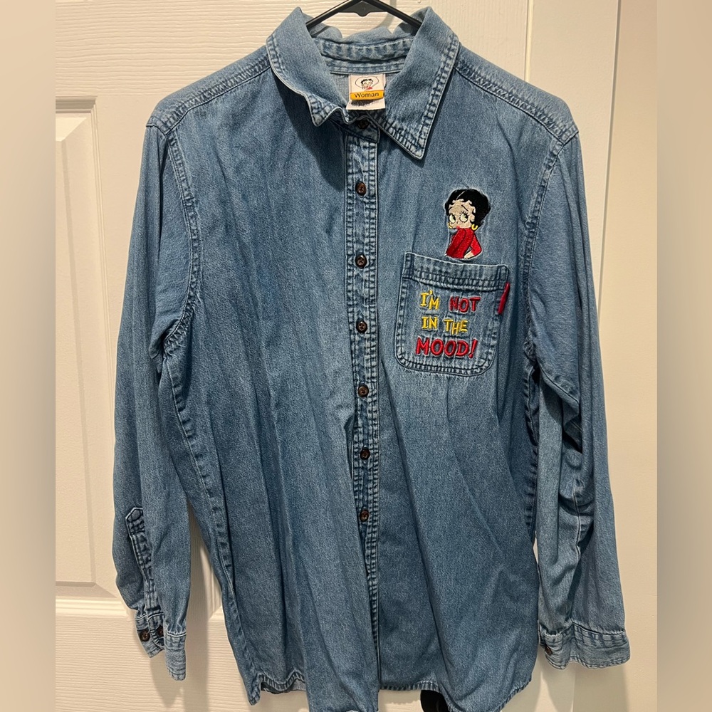 2002 Vintage Betty Boop denim button down